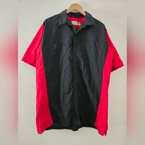 Red Kap Two-Tone Black & Red Short Sleeve Button-Up Shirt